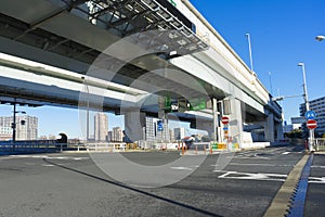 Metropolitan Expressway Rte No.6 near Sumida river in Tokyo, Japan photo