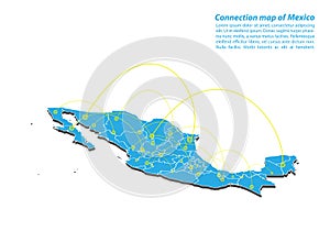Modern of mexico Map connections network design, Best Internet Concept of mexico map business from concepts series