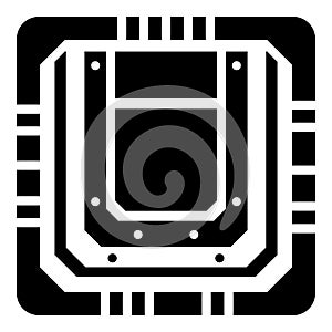 Modern microchip icon, simple black style