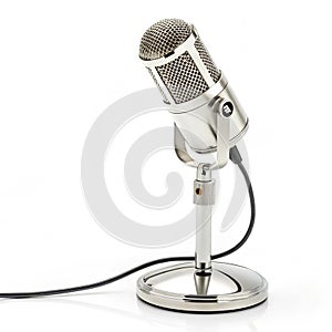 Modern microphone isolated on white background