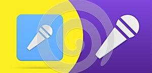 Modern microphone simple 3d icon squared button set vector illustration