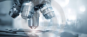 The modern microscope showcasing advanced technology in scientific research AI generated image