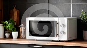Modern microwave oven in kitchen