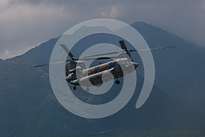 Modern military helicopter with twin rotars