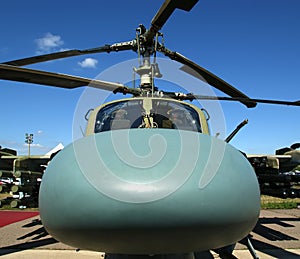Modern military helicopters closeup