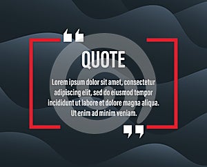 Modern minimal black frame for your text with jogs. Quote
