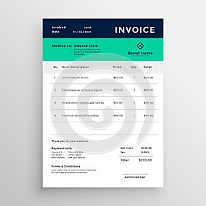 Modern minimal invoice template vector design