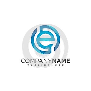 Modern and Minimal layered letter E logo