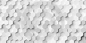 Modern minimal white random small honeycomb hexagon geometrical pattern background flat lay top view from above