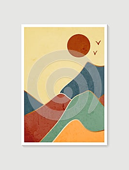 Modern minimalist art print. Abstract mountain contemporary aesthetic backgrounds landscapes. Arts design for wall