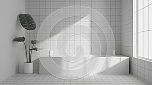 Modern Minimalist Bathroom Interior Design with Sunlight