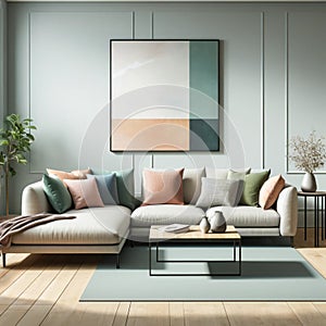 Modern minimalist: chic living room with pastel palette