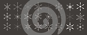 Modern minimalist Christmas background with simple geometric snowflakes