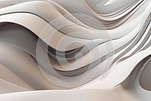 Modern Minimalist Design: Twisted Taupe Brown Waves on Light Gray with Blender 3D Render