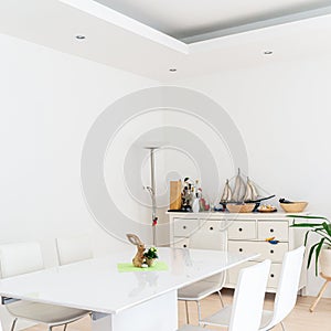 Modern minimalist dining area living room