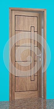 A modern minimalist door that has the name KOTAK MEMANJANG is a door model
