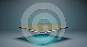 Floating platform with a shadow on a gradient background