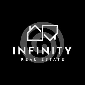 modern and minimalist infinity loop house logo design
