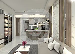 Modern and Minimalist Interior Apartment Design with Luxury Furnish