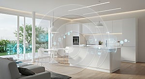 Futuristic Smart Kitchen with Holographic Interface
