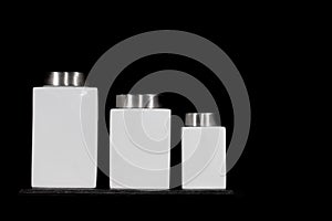Modern minimalist kitchen storage jars. Square white ceramic can