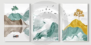 Modern minimalist landscape landscape, Chinese abstract art background.