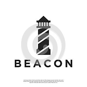 Modern minimalist lighthouse building vector logo