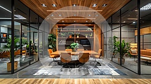 Modern Minimalist Private Office for Confidential Discussions. Concept Confidential Meetings,