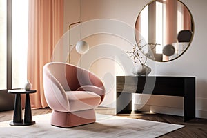 A modern and minimalist room with a Tarsila do Amaral armchair as the focal poin