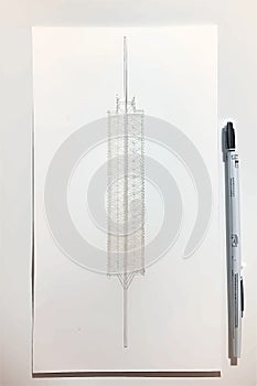 Modern minimalist style 3d rendering image, This lines are .005 micron pen on paper