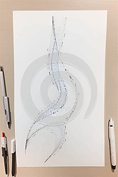 Modern minimalist style 3d rendering image, This lines are .005 micron pen on paper photo