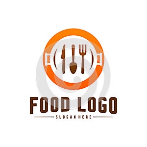 Modern minimalist vector logo of food. Cooking logo Template. Label for design menu restaurant or cafe. Icon Symbol