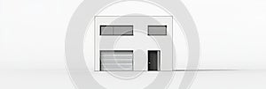 Modern Minimalist White House With Garage, 3D Architectural Visualization On White Background