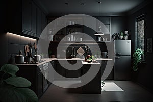 Modern minimalistic dark styled kitchen