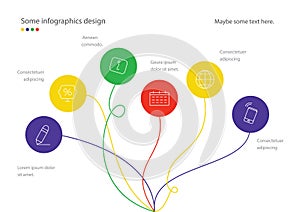 Modern minimalistic mindmap design. Useful for presentation, web design or advertisement. Colorful rounds
