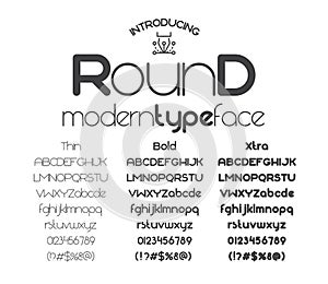 Modern minimalistic sans serif font Round