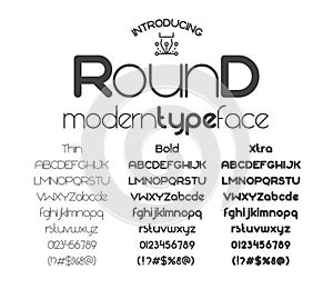 Modern minimalistic sans serif font Round photo