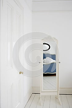 Modern Mirror with white back wall