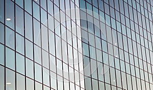 Modern Mirrored Glass Building Facade. Contemporary Architecture