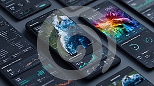 Modern Mobile Application User Interface with Data Visualization Elements