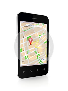 Modern mobile phone with GPS navigator.