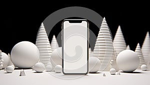 Modern mobile phone illustration on a blank background generated by AI
