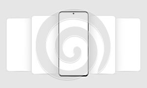 Modern mobile phone mockup with blank app screens
