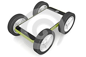 Modern mobile phone on wheels