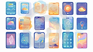 Modern Mobile Weather App Interface Design with User-Friendly GUI Elements