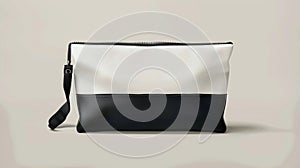 This modern mockup illustrates a blank fabric pouch with zip for toiletries, soaps, and body care products. Perfect for