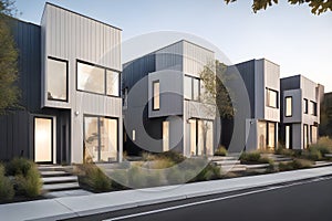 A modern modular private townhouses. Residential architecture exterior