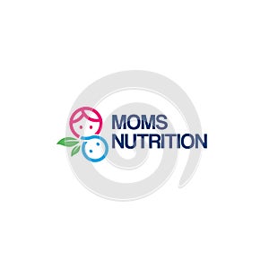 Modern MOMS NUTRION Leaf Children logo design photo