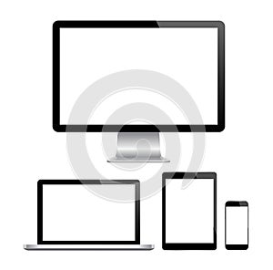 Modern monitor, computer, laptop, phone, tablet