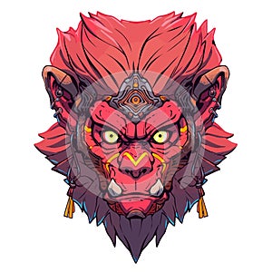 Modern monkey face logo and t-shirt vector design